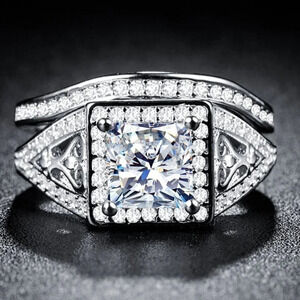 💥  925 Silver Beautiful High Cubic Zirconia Wedding Couple Ring, FB16FA1…